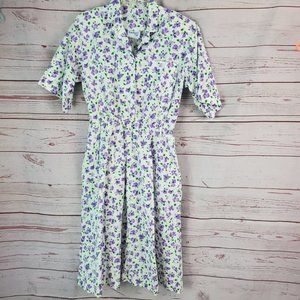 Vintage Bedford Fair prarie dress cottagecore Floral Midi Cotton 14P Large